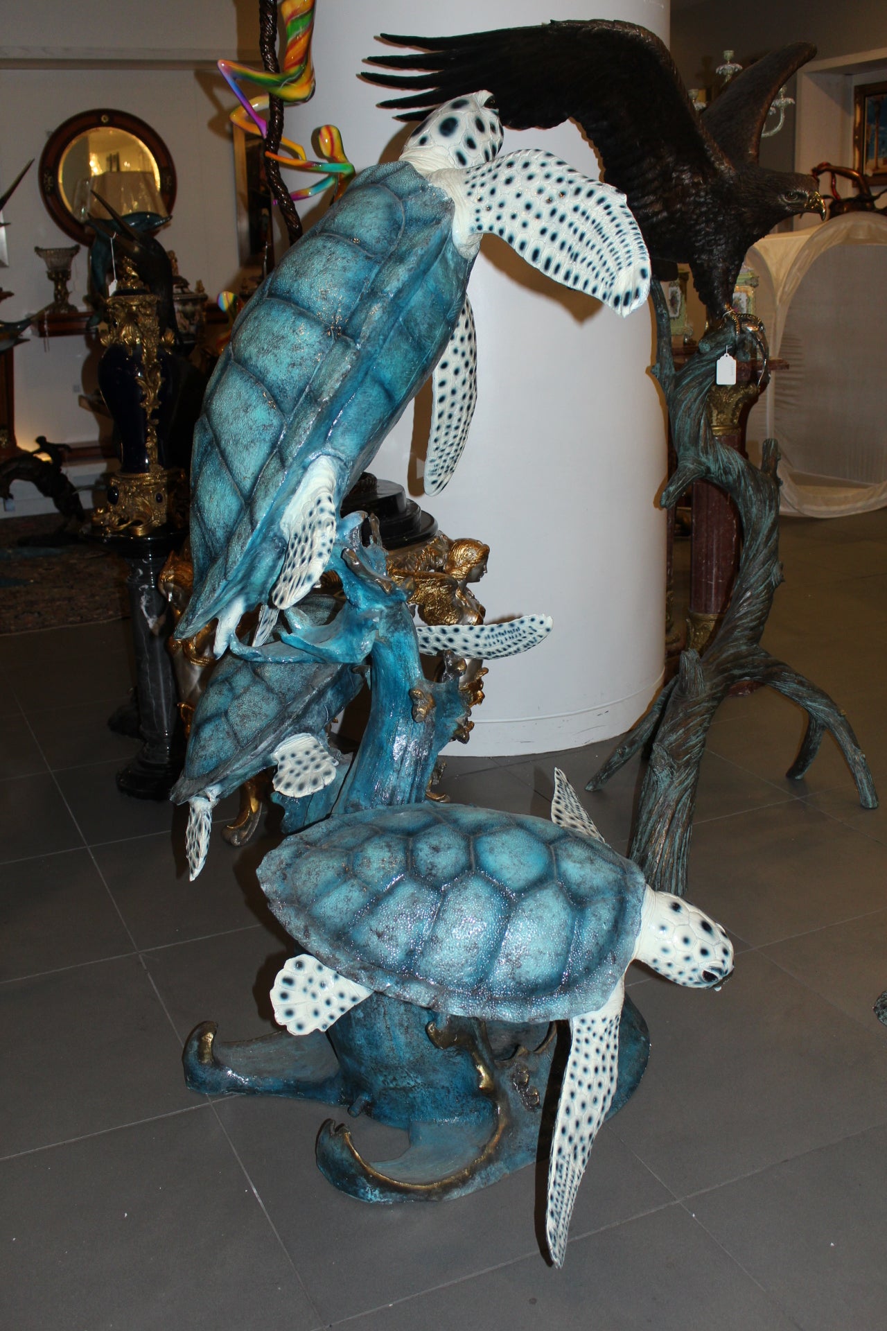Three turtles - large fountain Bronze Statue - Size: 34"L x 54"W x 68"H.
