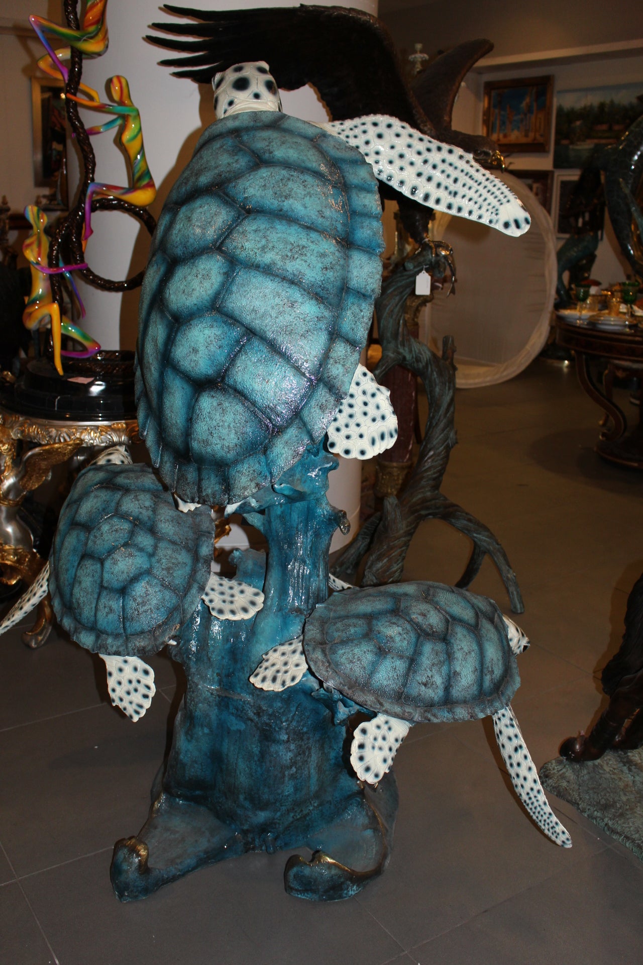Three turtles - large fountain Bronze Statue - Size: 34"L x 54"W x 68"H.