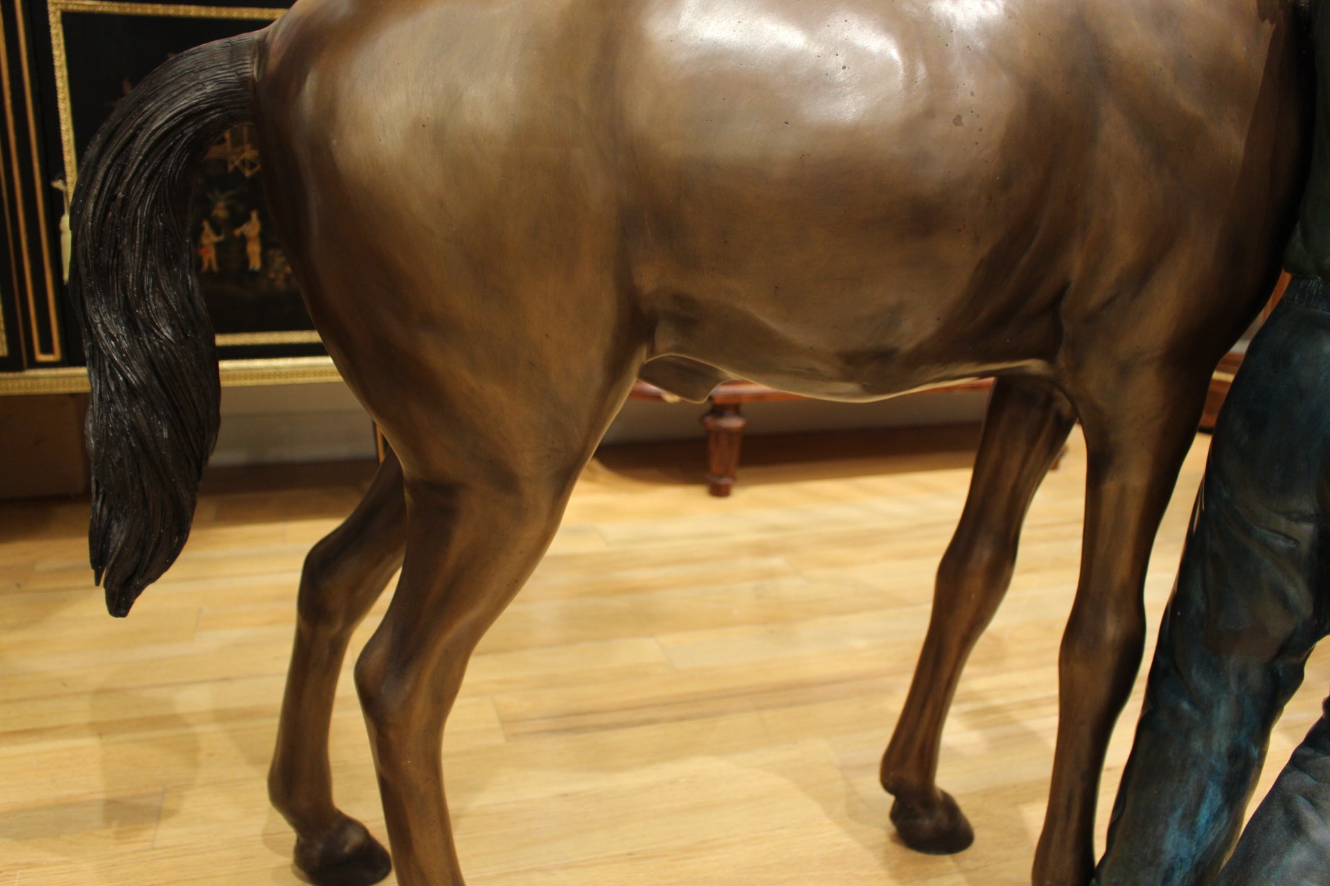 Young Girl and her pony Bronze Statue -  Size: 48"L x 20"W x 48"H.
