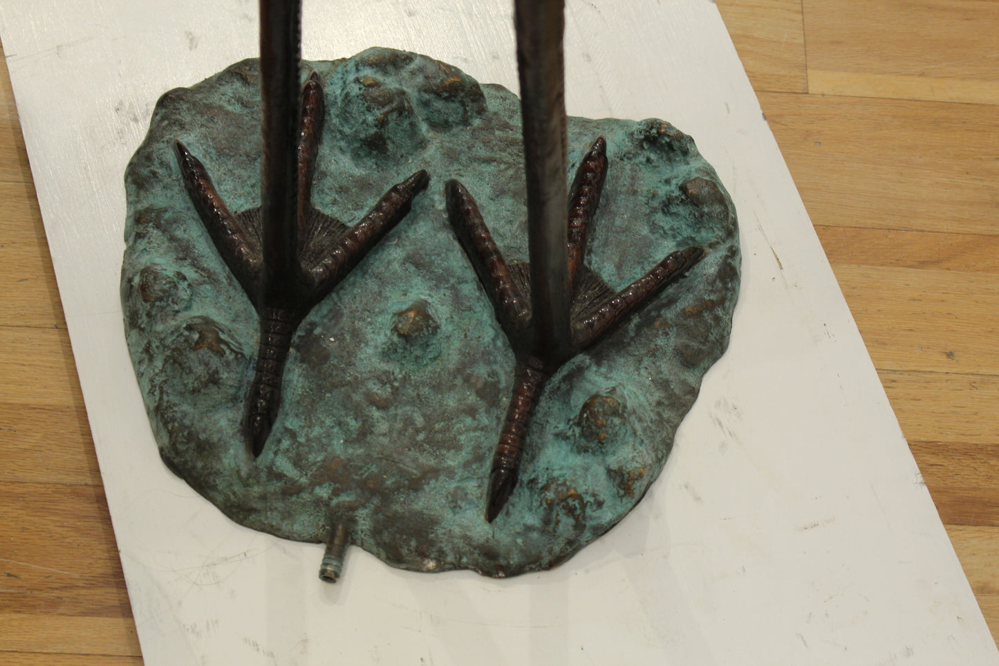 Crane Fountain Head Down Fountain Bronze Statue - Size: 23"L x 17"W x 56"H.