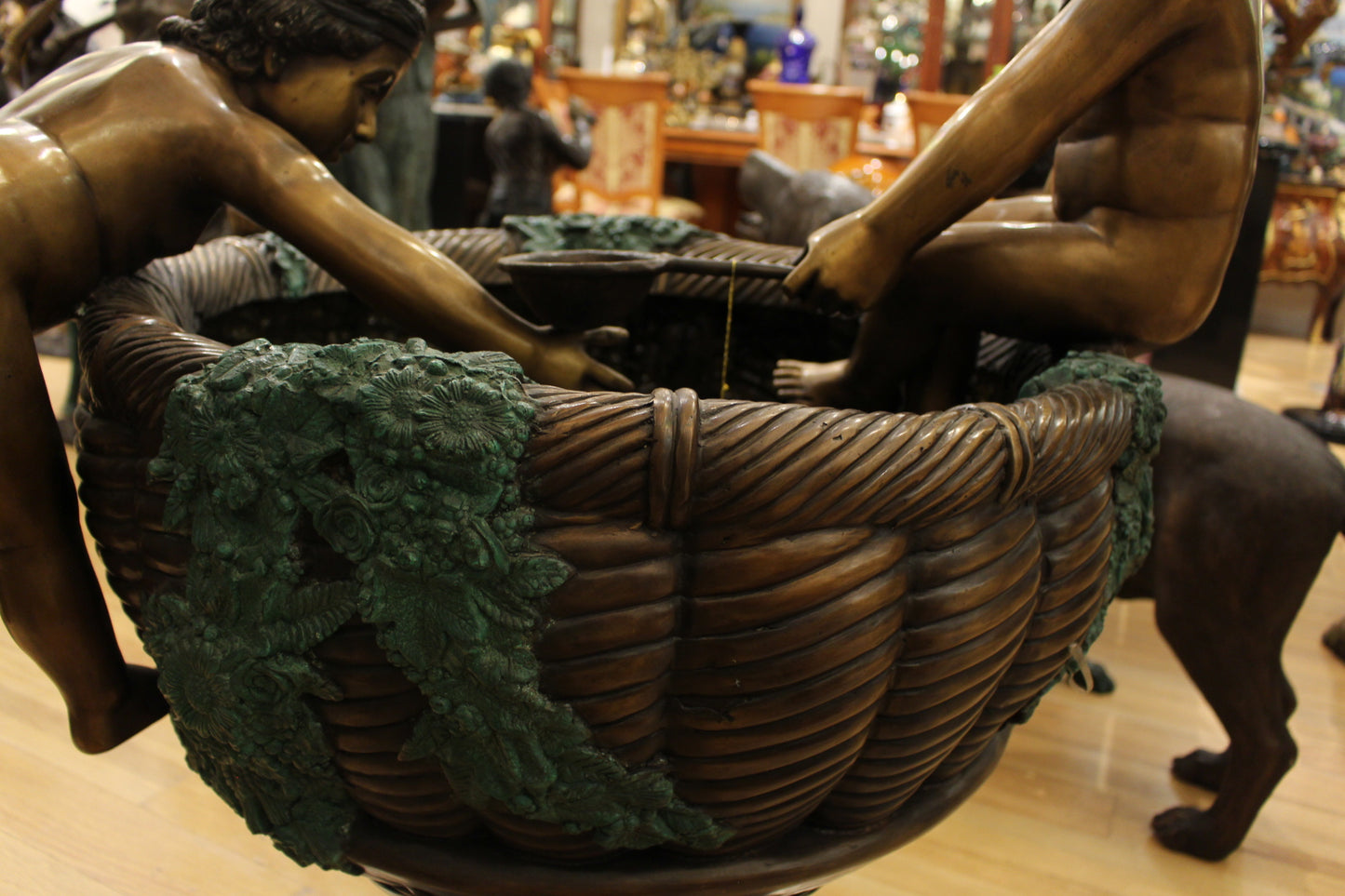 Kids Playing in Fountain Bronze Statue - Size: 38"L x 32"W x 45"H.