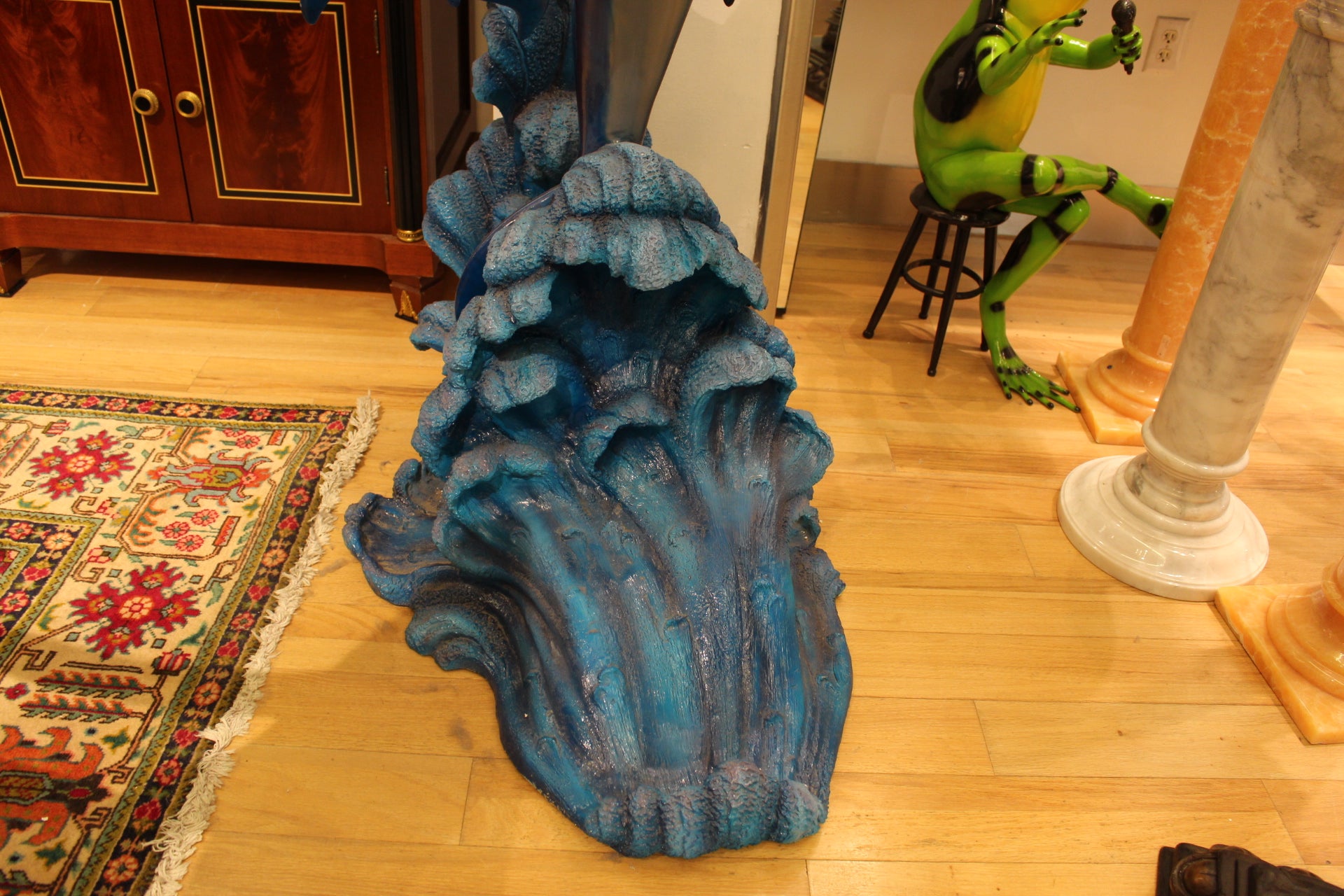 Five Dolphins On Wave Bronze Statue/Fountain  -  Size: 47"L x 27"W x 84"H.