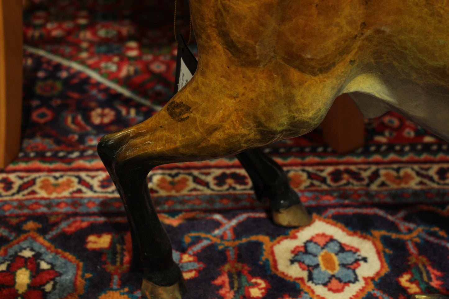 Bull Heads Down Small Bronze Statue - Size: 24"L x 6"W x 16"H.
