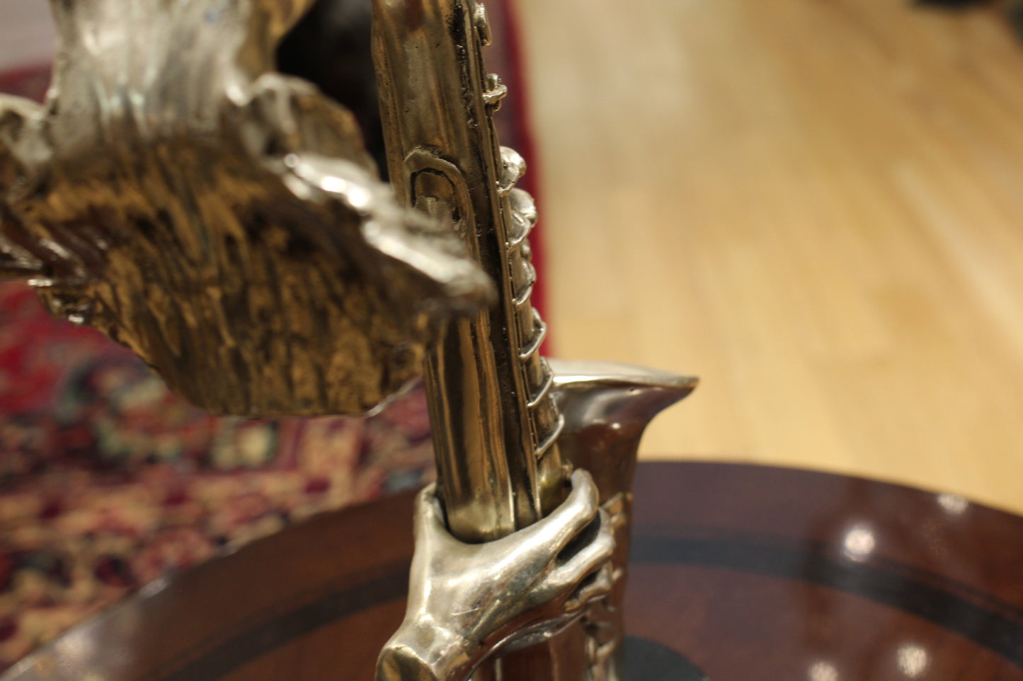 Man Playing Trombone Bronze Statue - Size: 8"L x 5"W x 14"H.