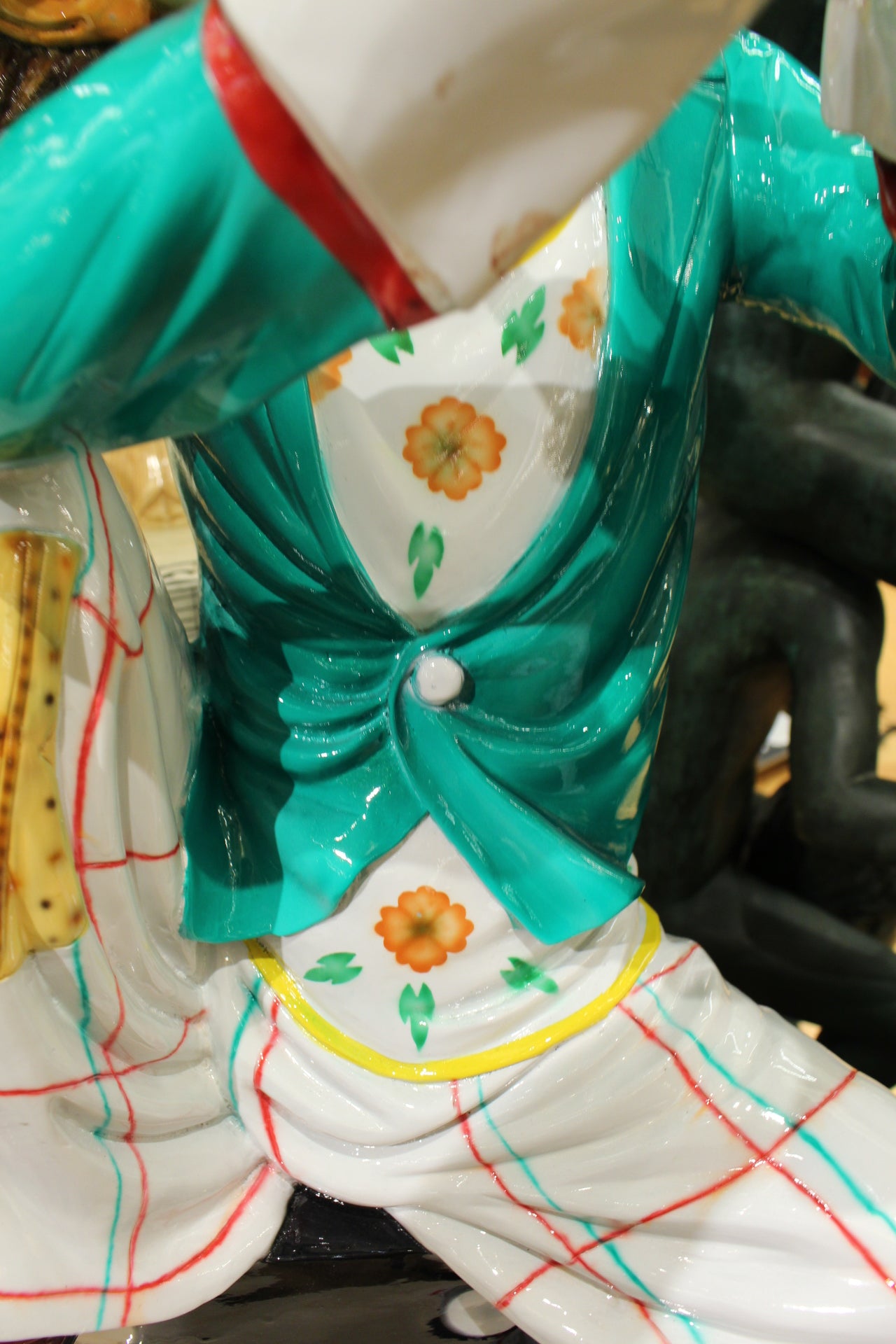 Colorful Clown Playing Instrument Bronze Statue - Size: 18"L x 13"W x 31"H.