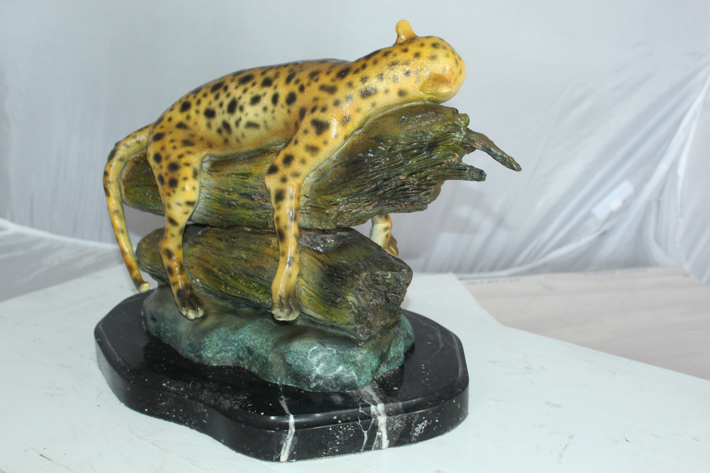 Resting Tiger Bronze Statue - Size: 16"L x 12"W x 13"H.