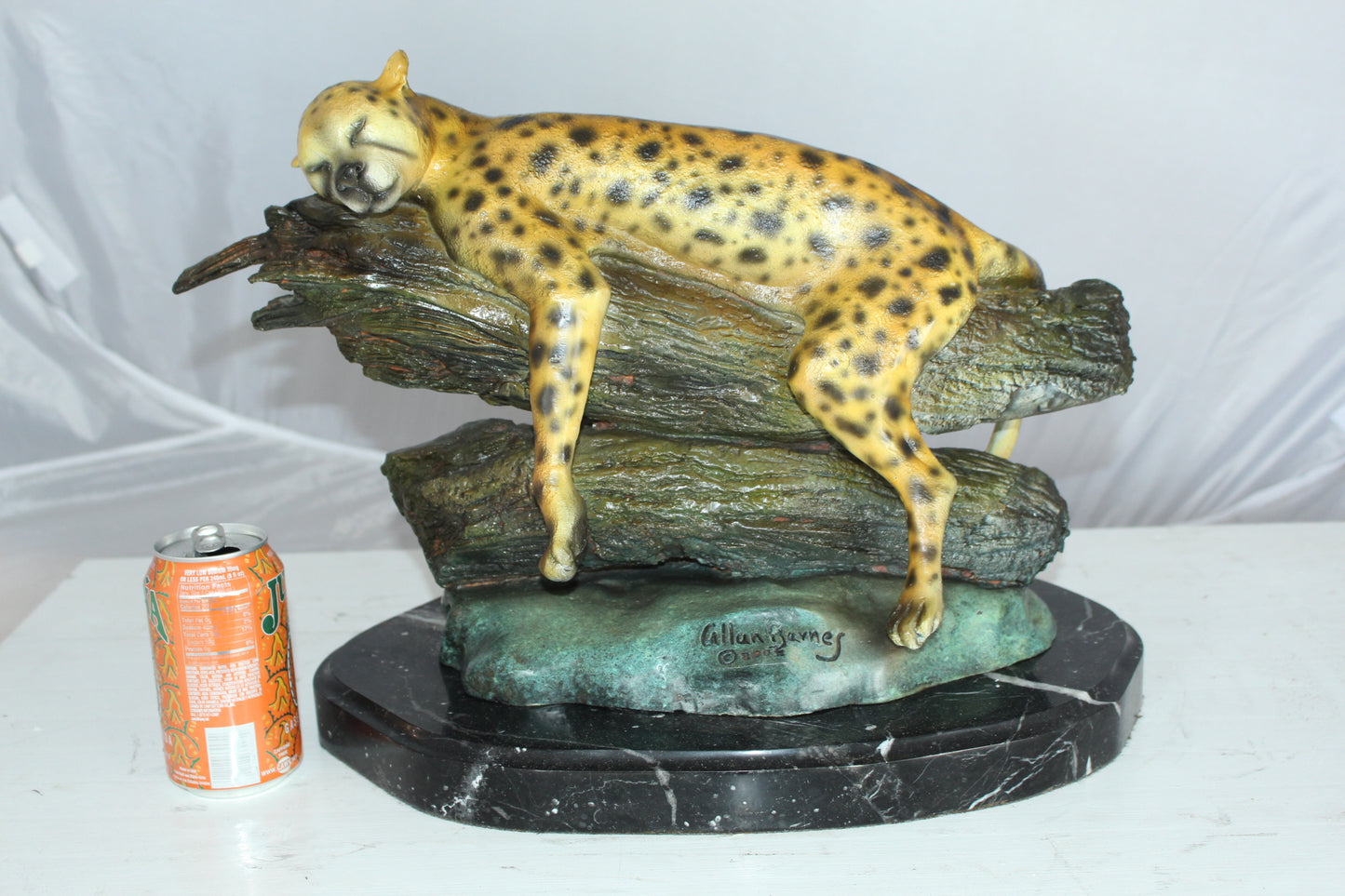 Resting Tiger Bronze Statue - Size: 16"L x 12"W x 13"H.