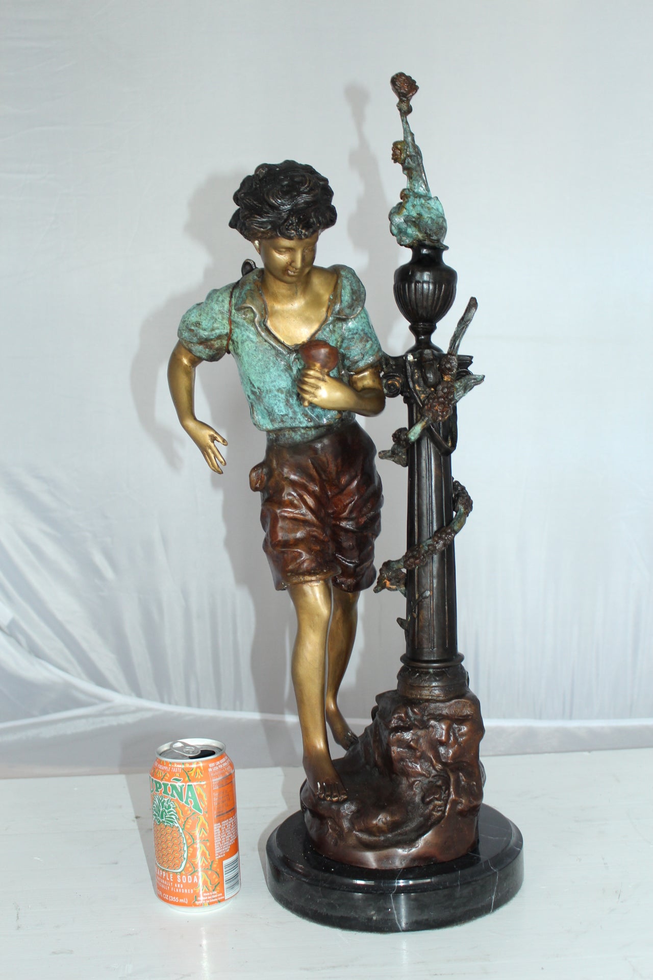 Les Amenes girl Bronze Statue - Size: 9"L x 8"W x 25"H.