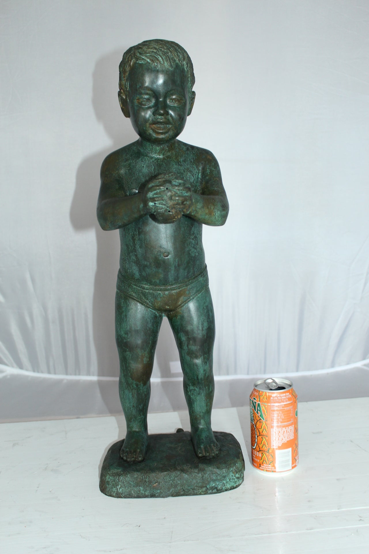 Boy with Sponge Bronze Statue - Size: 8"L x 9"W x 22"H.