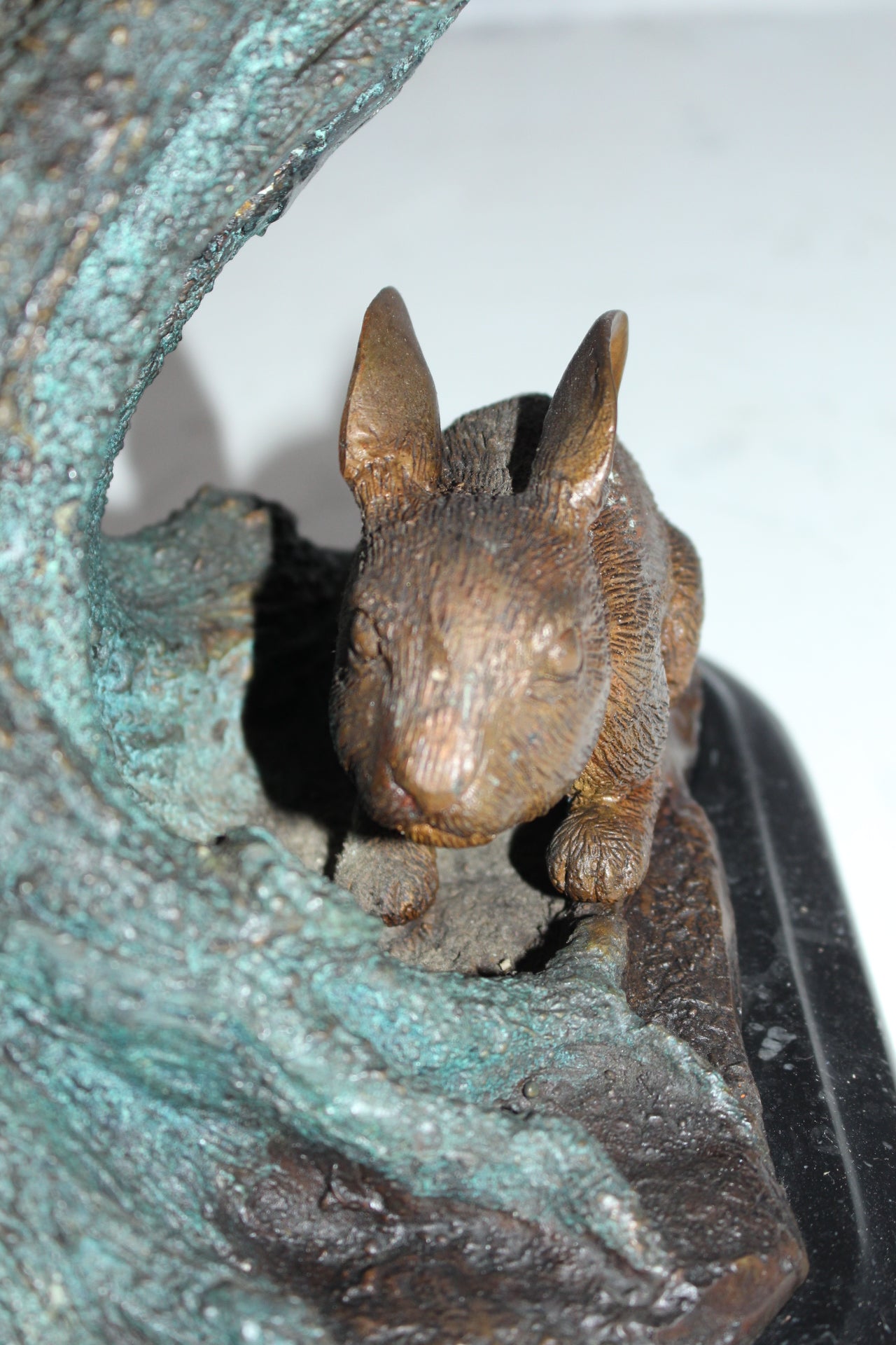 Owl with Rabbit Bronze Statue - Size: 20"L x 8"W x 22"H.