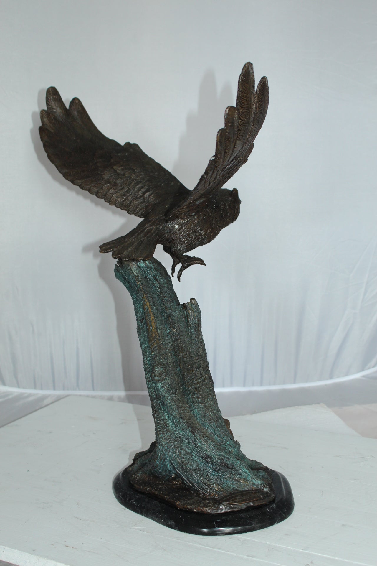 Owl with Rabbit Bronze Statue - Size: 20"L x 8"W x 22"H.