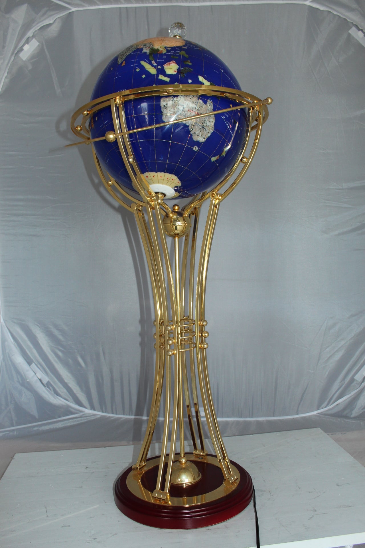 Illuminated Blue Ocean World Globe Rotating by motor - 18"L x 18"W x 42"H.