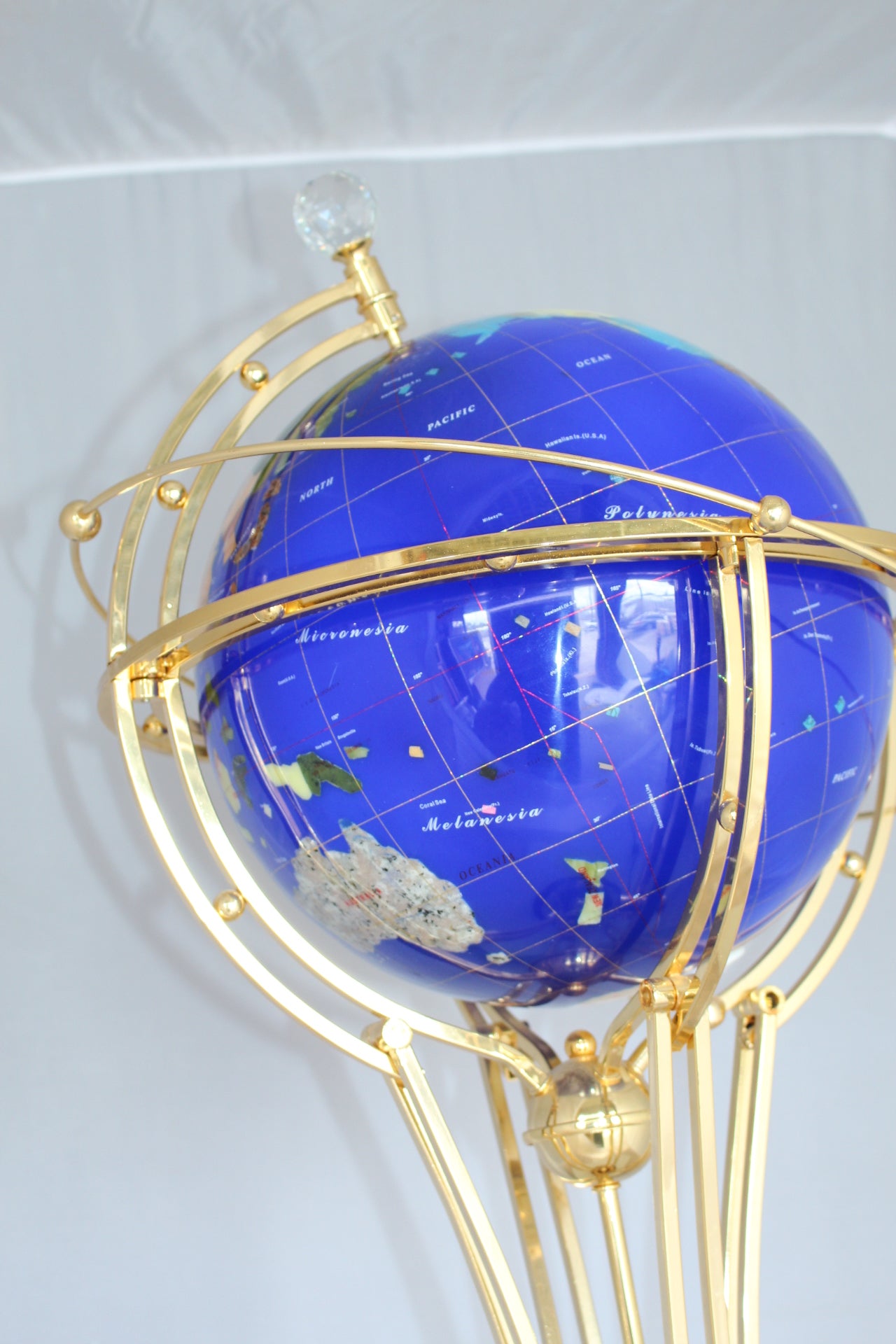 Illuminated Blue Ocean World Globe Rotating by motor - 18"L x 18"W x 42"H.