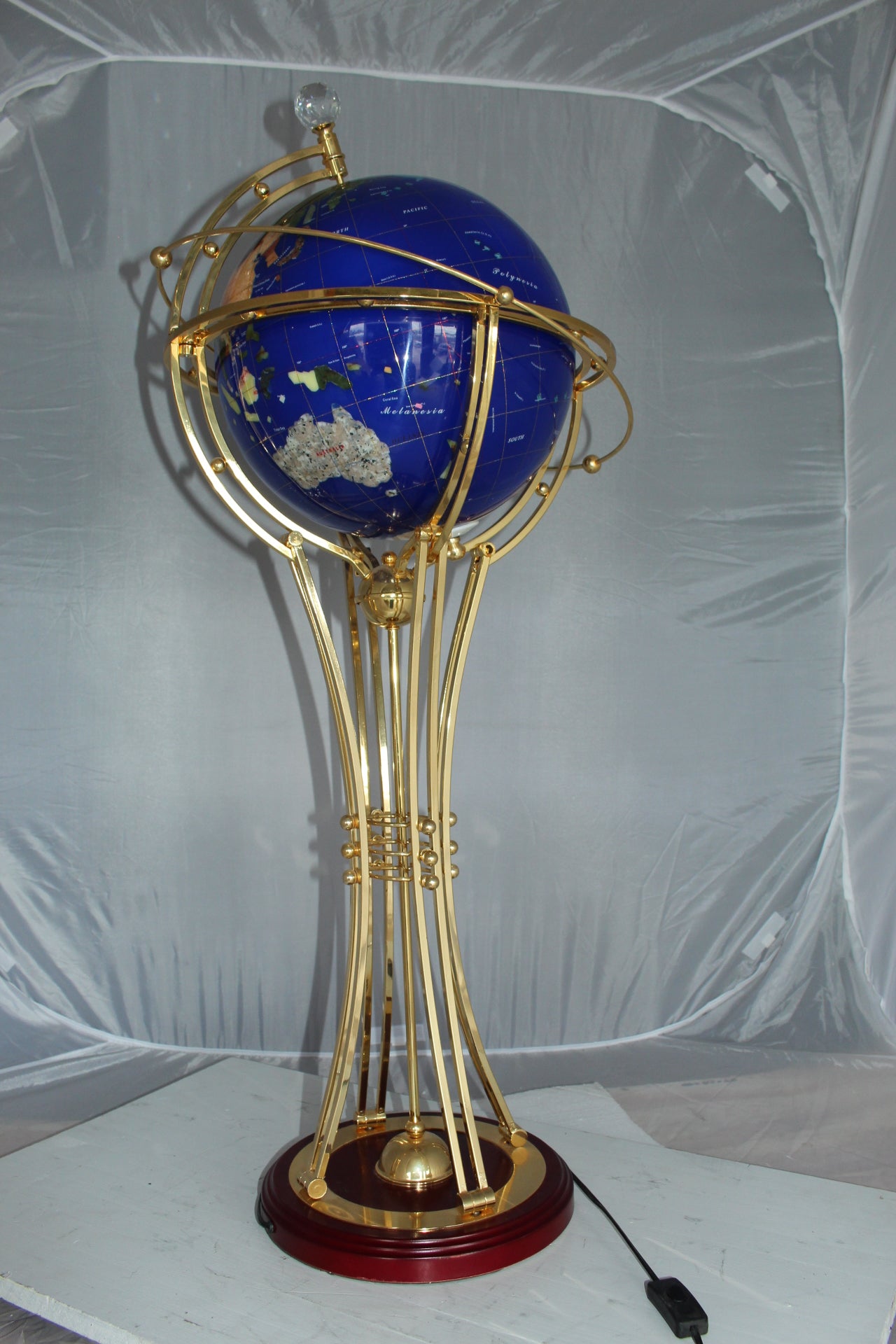 Illuminated Blue Ocean World Globe Rotating by motor - 18"L x 18"W x 42"H.