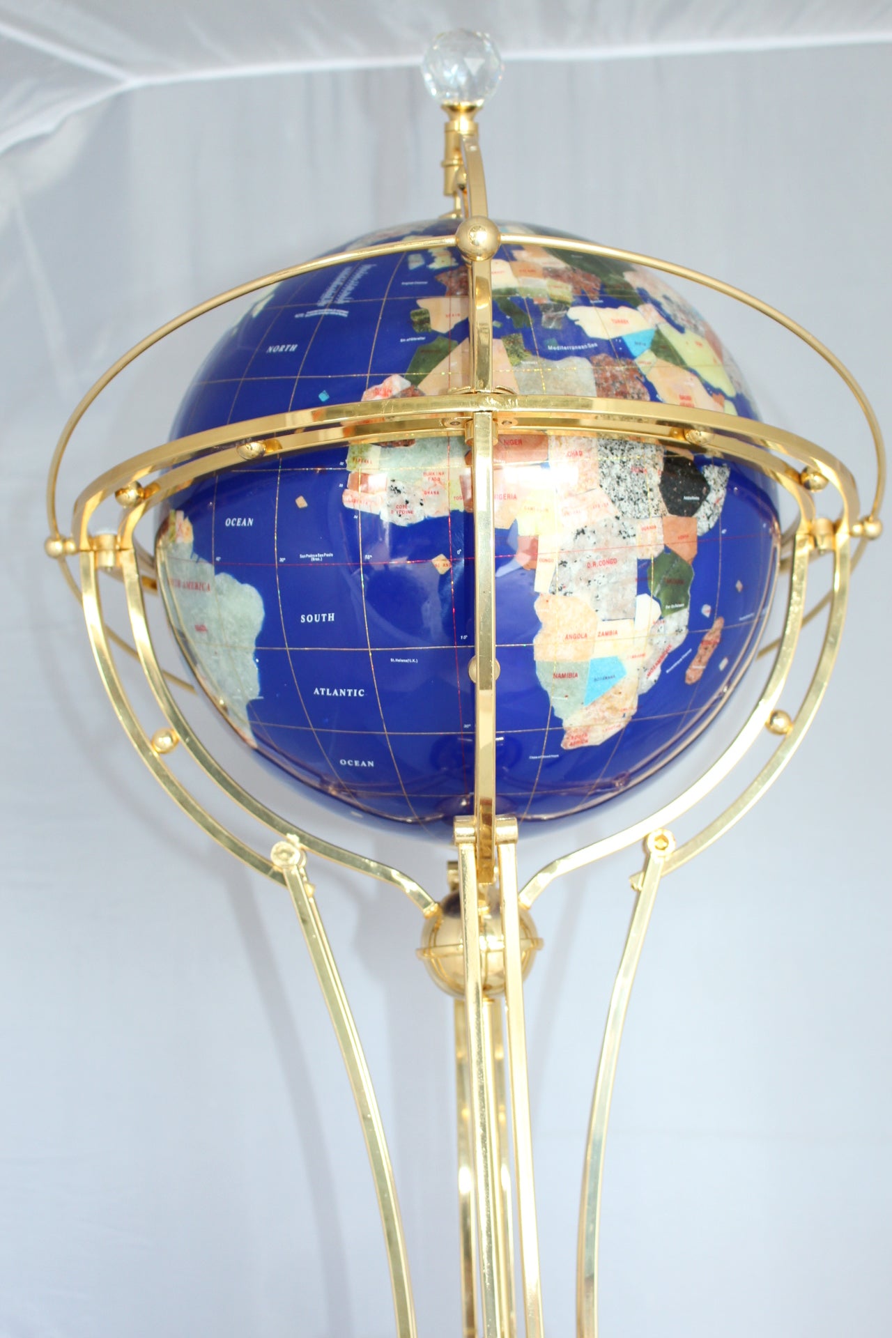 Illuminated Blue Ocean World Globe Rotating by motor - 18"L x 18"W x 42"H.