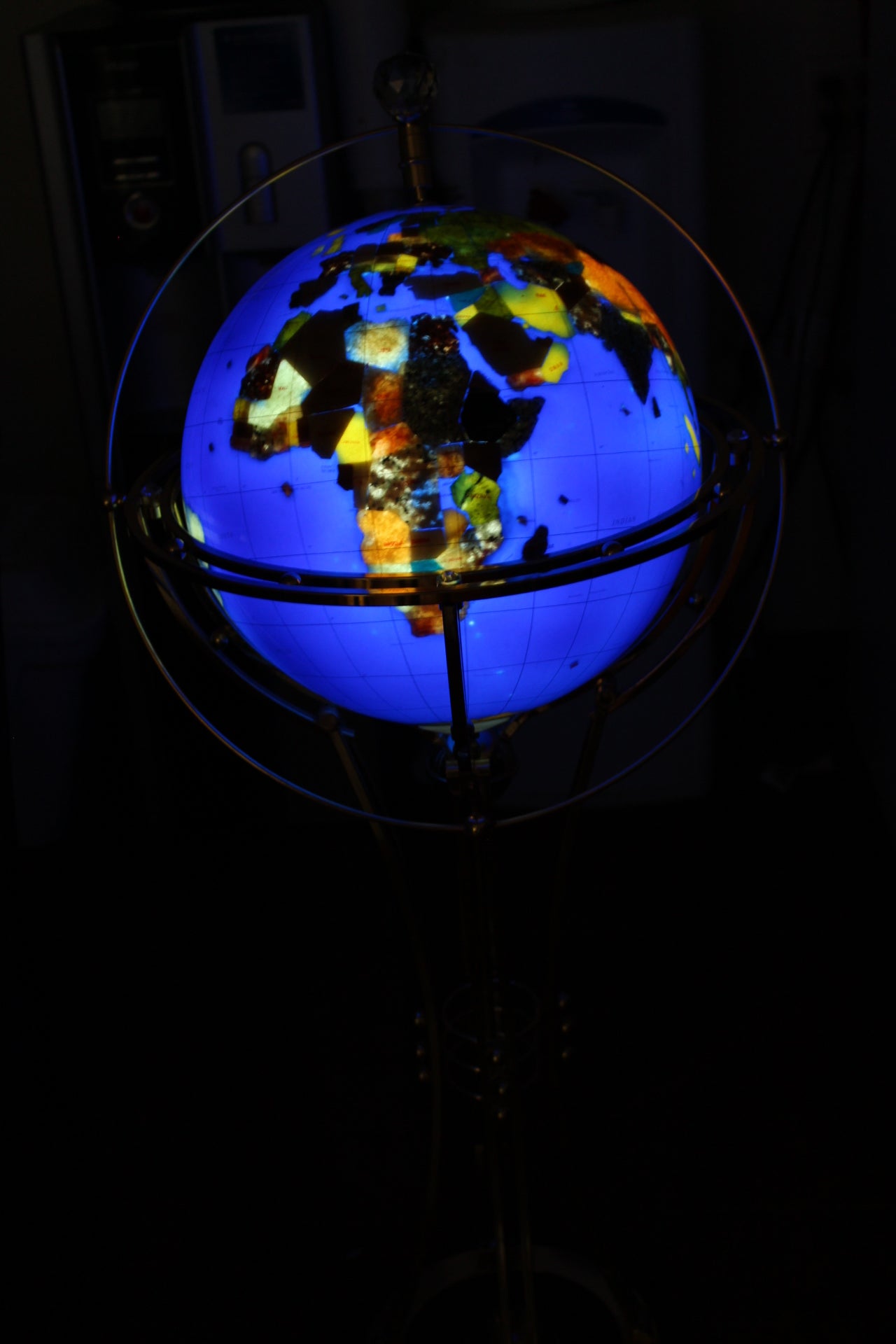 Illuminated Blue Ocean World Globe Rotating by motor - 18"L x 18"W x 42"H.