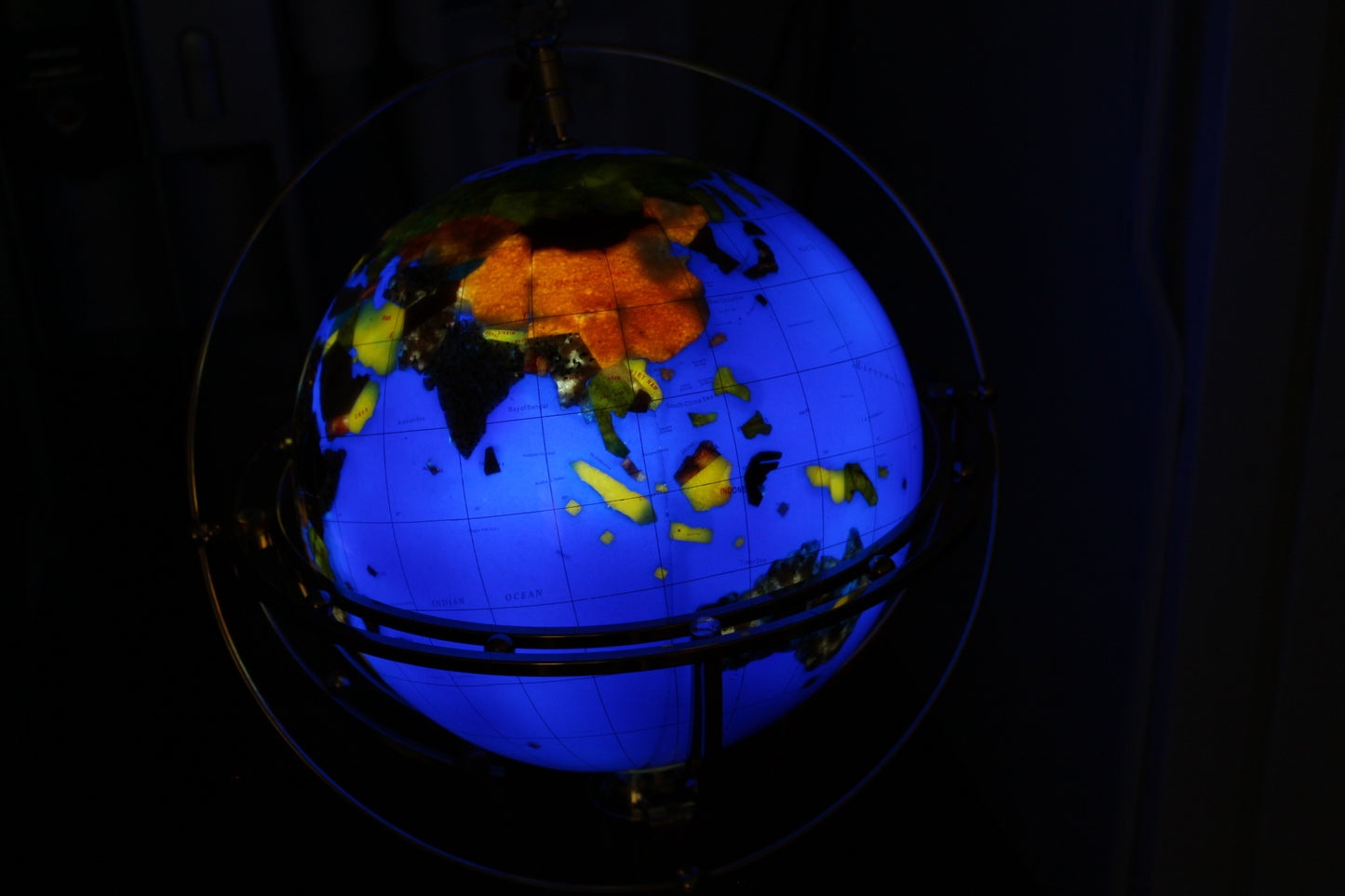 Illuminated Blue Ocean World Globe Rotating by motor - 18"L x 18"W x 42"H.