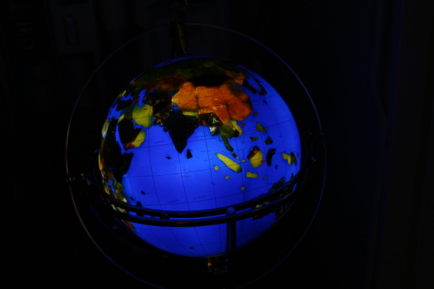 Illuminated Blue Ocean World Globe Rotating by motor - 18"L x 18"W x 42"H.