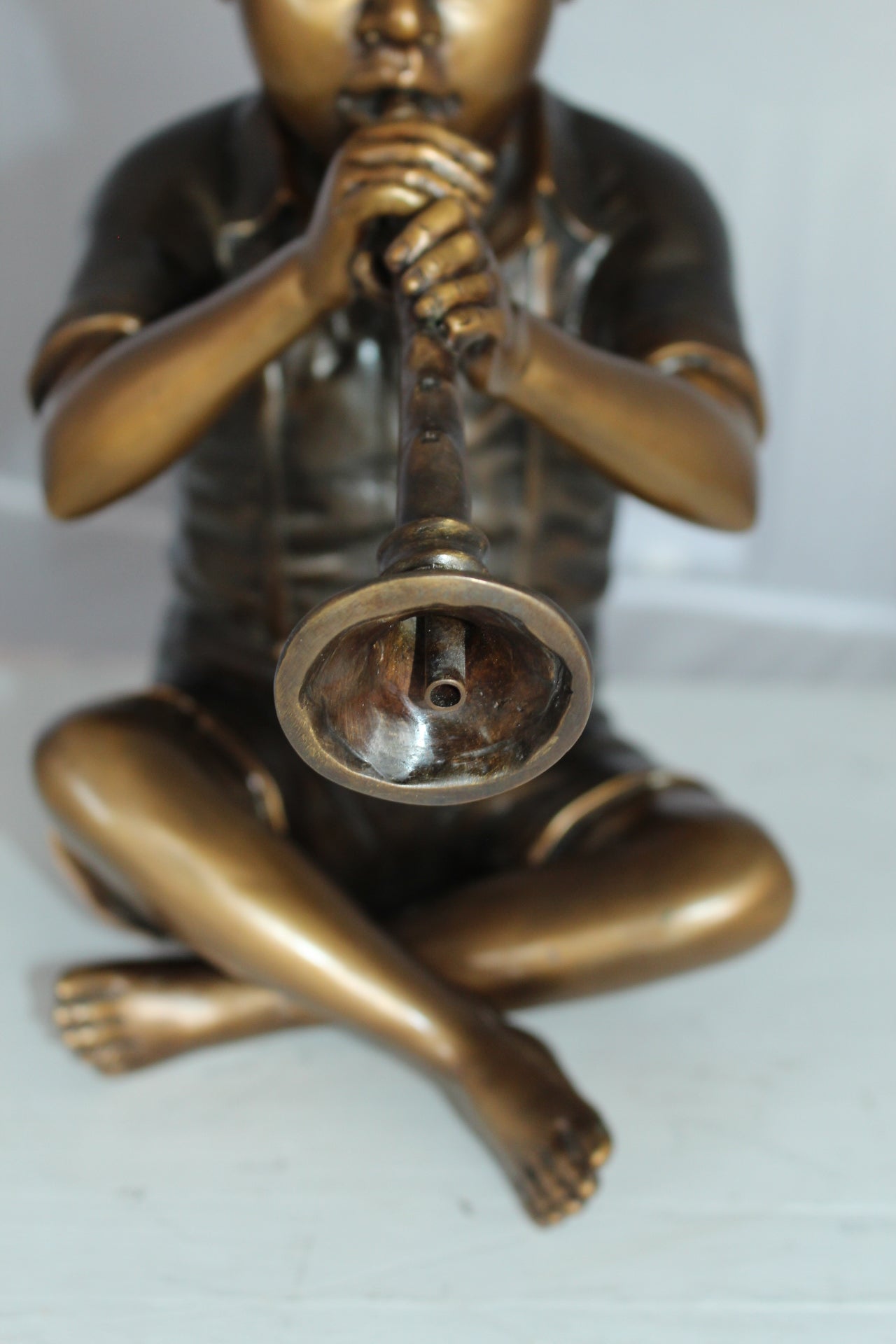 Boy with Flute fountain bronze statue -  Size: 7"L x 11"W x 14"H.