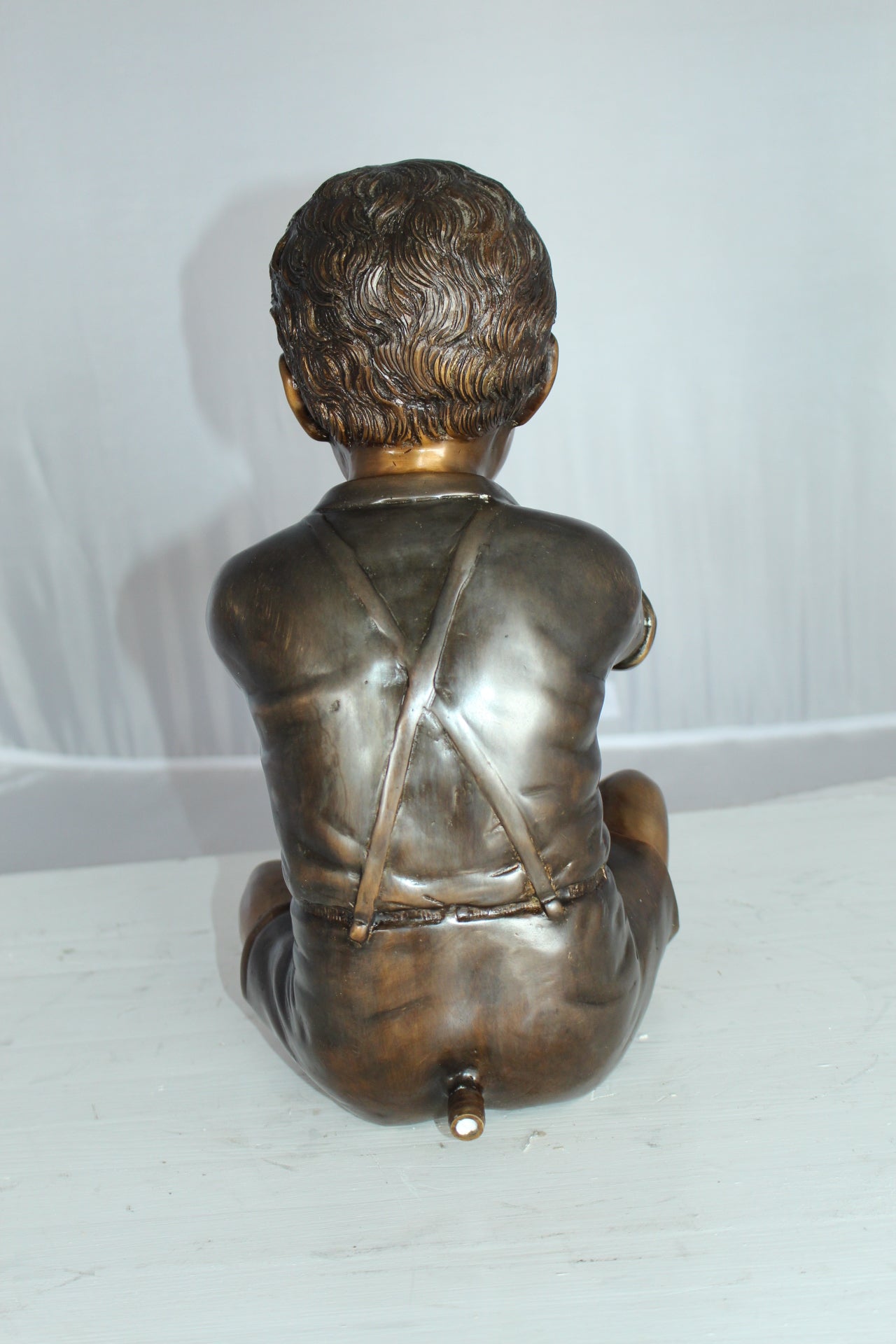 Boy with Flute fountain bronze statue - Size: 7"L x 11"W x 14"H.