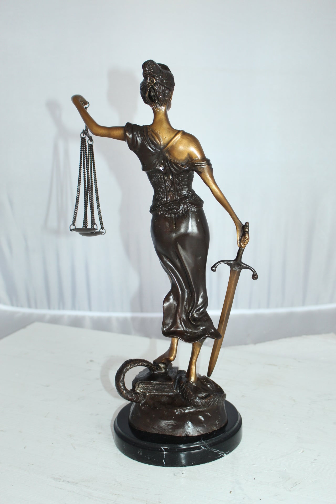 Lady Justice Bronze Statue - Size: 6"L x 6"W x 18"H.
