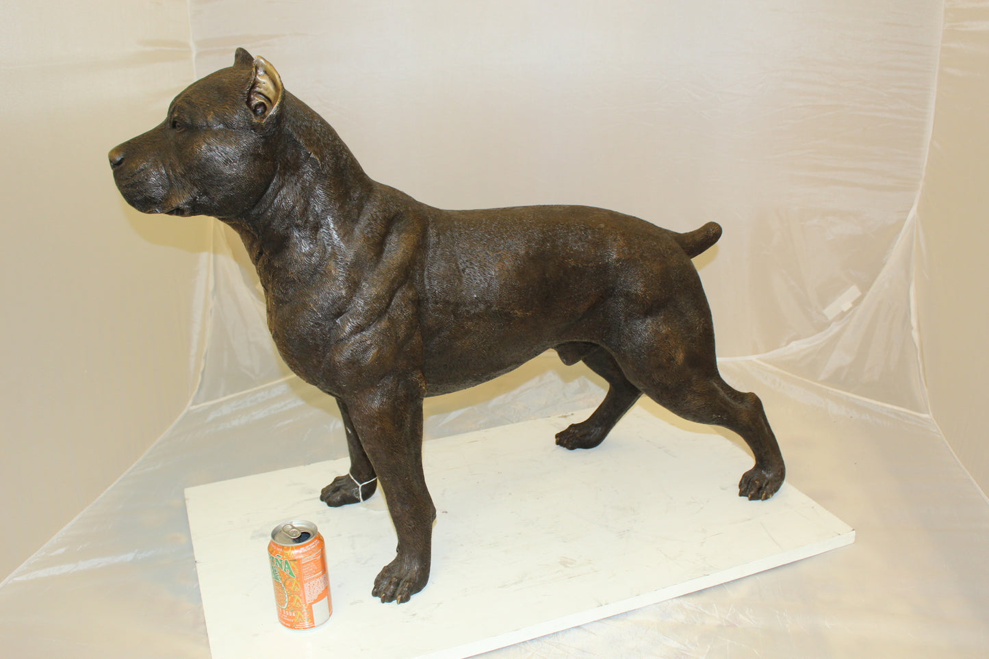Pit Bull Dog Bronze Statue - Size: 33"L x 11"W x 26"H.