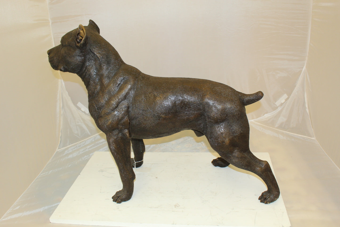 Pit Bull Dog Bronze Statue - Size: 33"L x 11"W x 26"H.