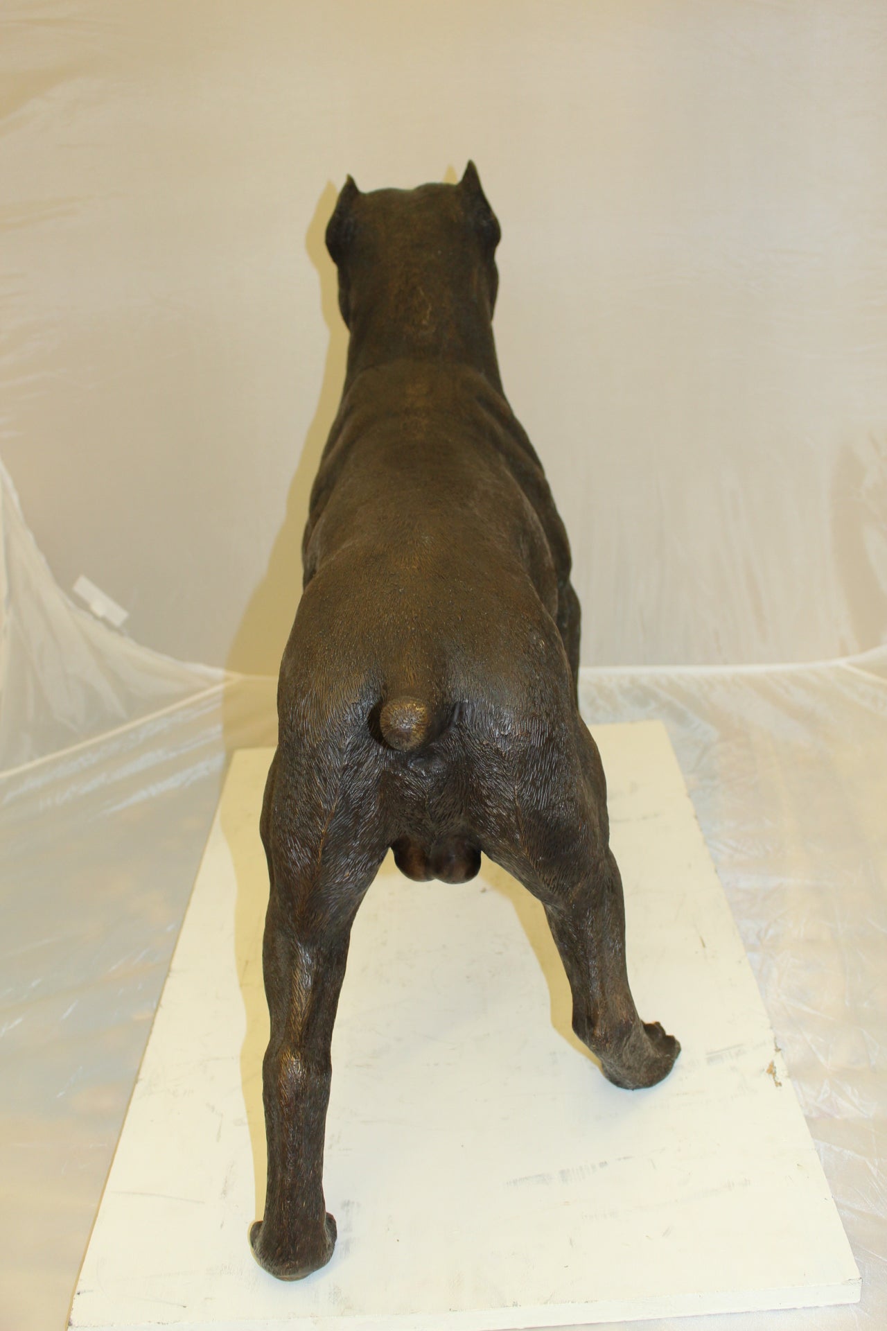 Pit Bull Dog Bronze Statue - Size: 33"L x 11"W x 26"H.