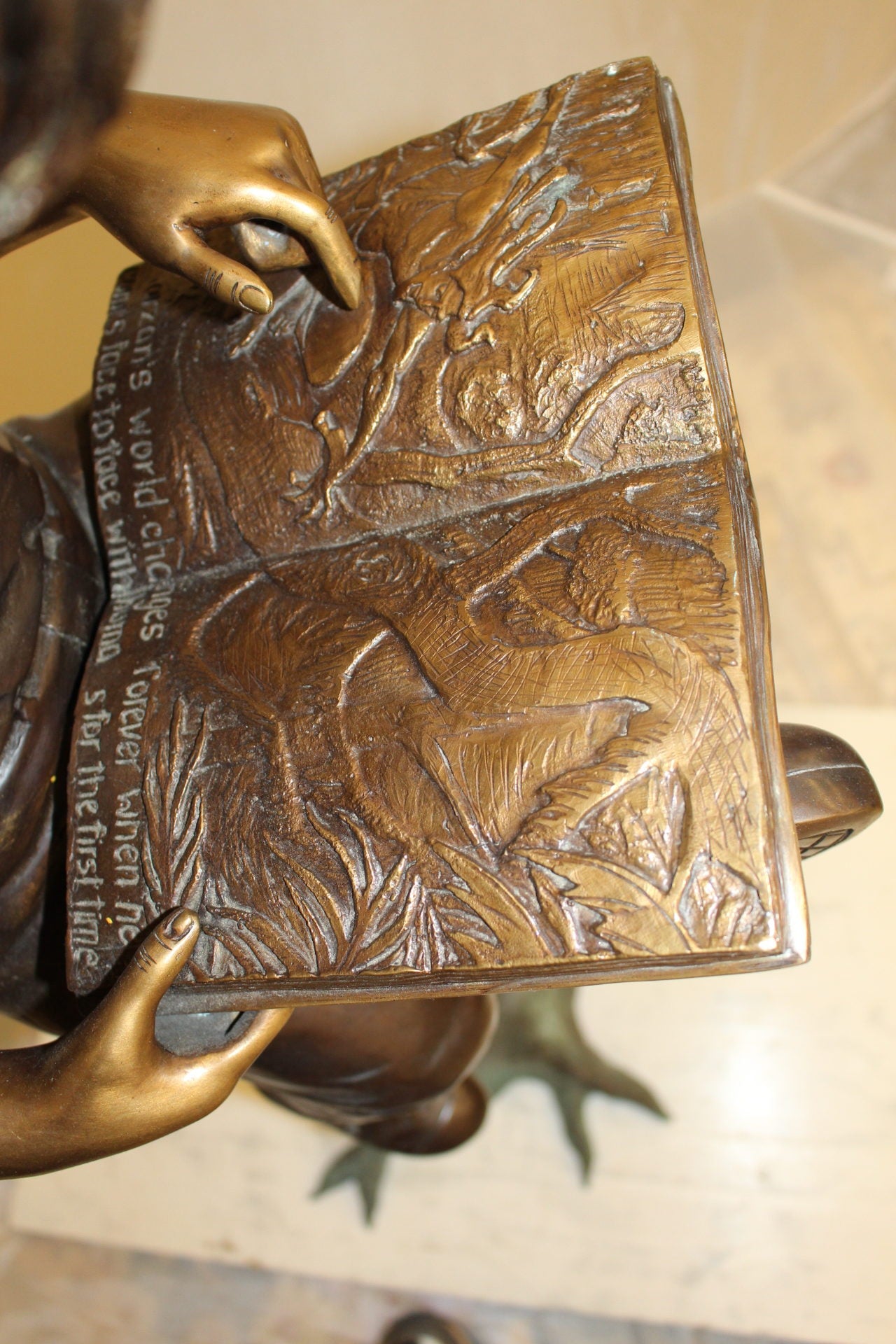 Boy Sitting by a Mailbox reading a book Bronze Statue - 16"L x 20"W x 50"H.