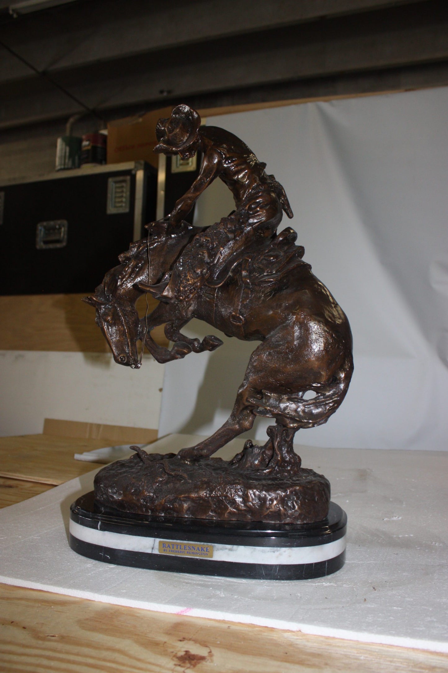Rattlesnake by Remington Bronze Statue - Size: 17"L x 10"W x 25"H.