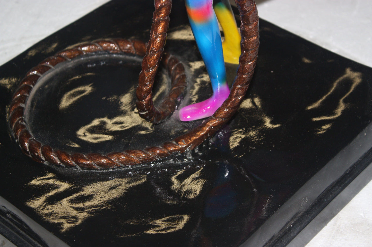 Two boys made of Bronze climbing on rope - Size: 14"L x 14"W x 39"H.