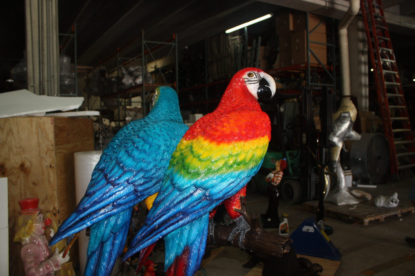 Two Large Parrots on a tree - Bronze Statue - Size: 43"L x 28"W x 67"H.