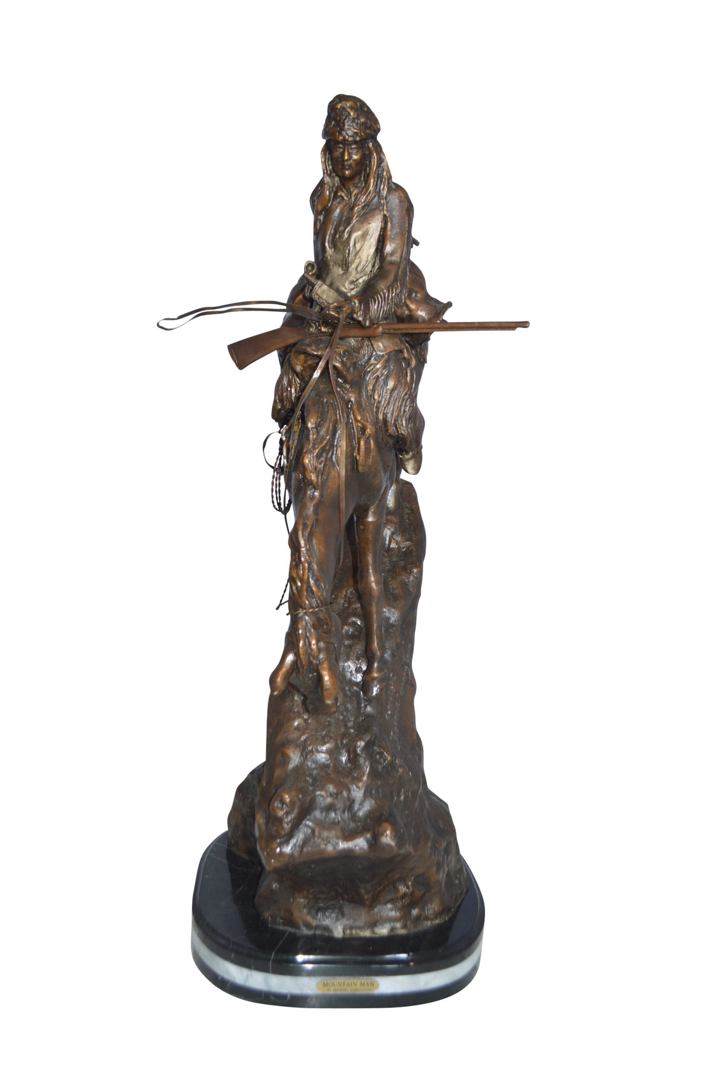 Jumbo Mountain Man by Remington Bronze Statue - Size: 13"L x 13"W x 37"H.