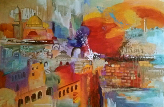 Dalia Kantor 2 paintings on Acrylic - The Blessing 48"x36" and Harmony 26"x40"