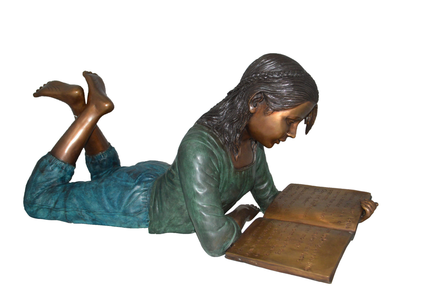 Kate Reading a Book Bronze Statue - Size: 42"L x 18"W x 17"H.