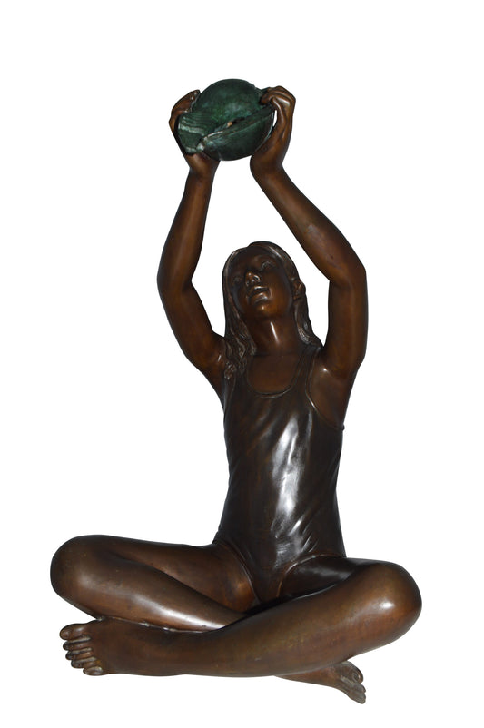 Lady Holding A Shell Bronze Statue Fountain -  Size: 18"L x 22"W x 33"H.