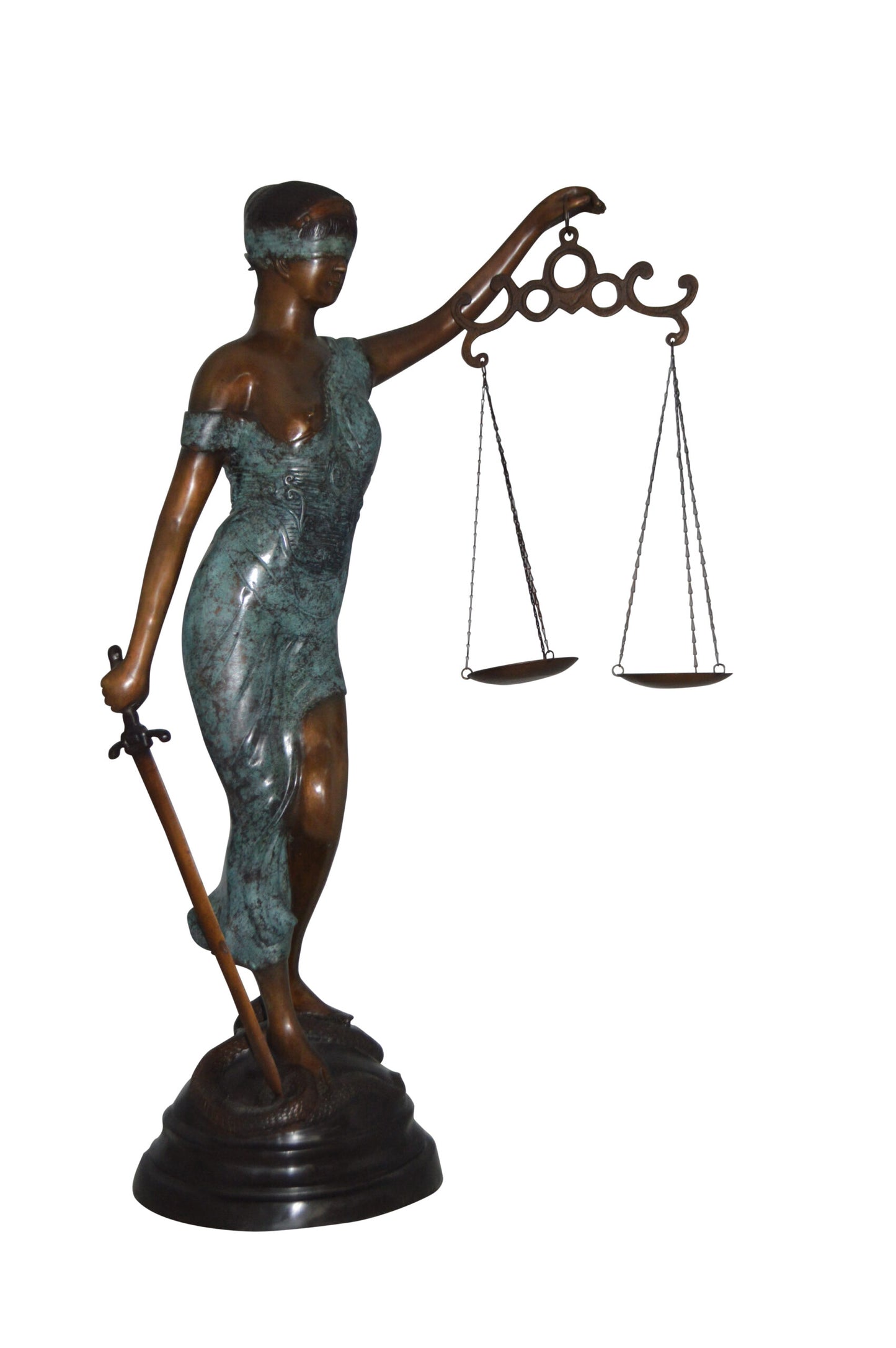 Lady Justice Large Bronze Statue - Size: 22"L x 13"W x 44"H.