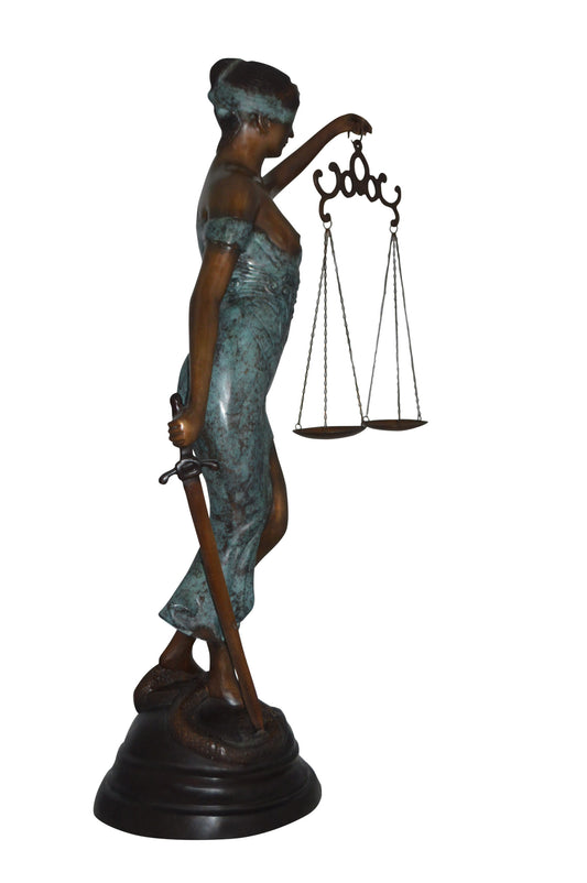 Lady Justice Large Bronze Statue -  Size: 22"L x 13"W x 44"H.