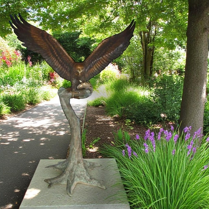 Landing Eagle on a Tree Giant Bronze Statue -  Size: 72"L x 36"W x 88"H.