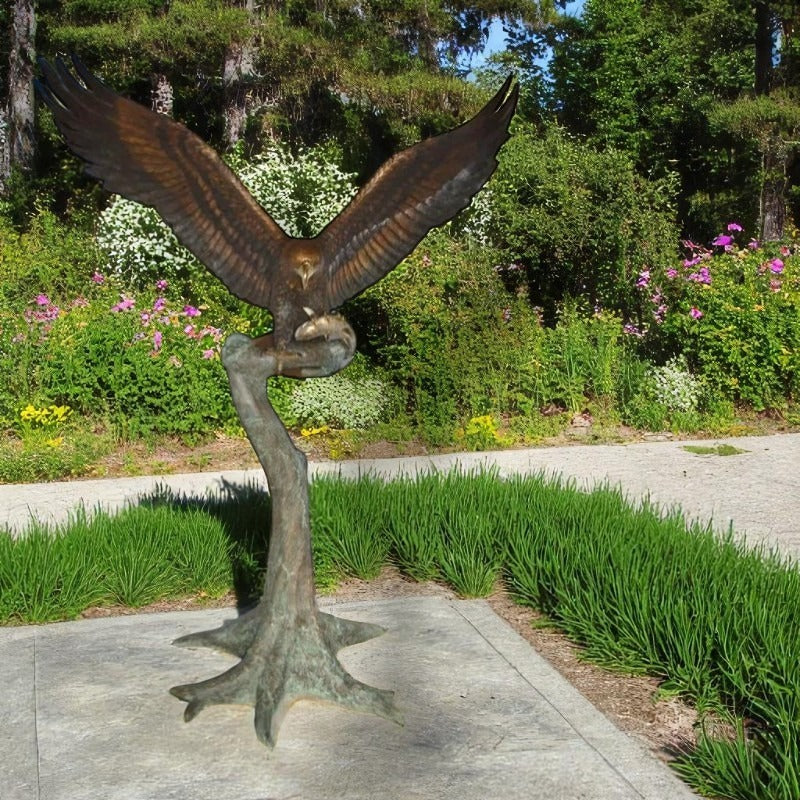 Landing Eagle on a Tree Giant Bronze Statue -  Size: 72"L x 36"W x 88"H.
