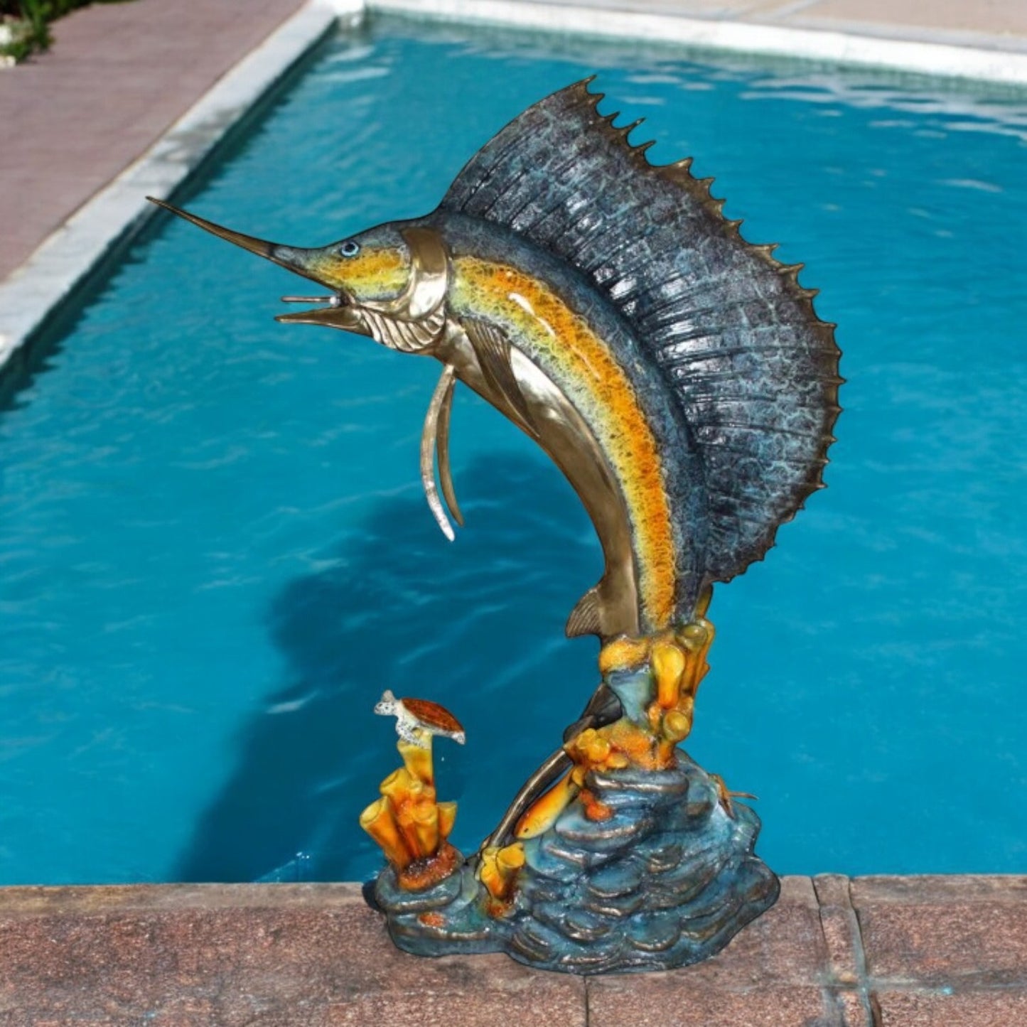 Large Sailfish Bronze Statue -  Size: 38"L x 24"W x 67"H.