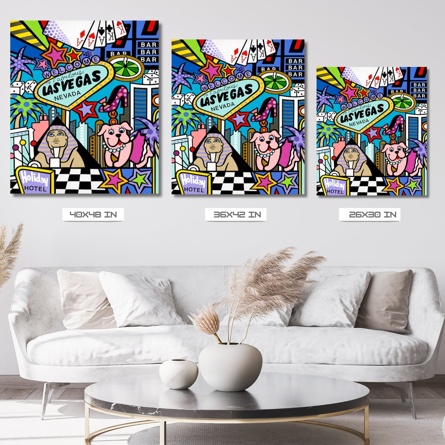 Las Vegas, Acrylic Painting, Stretched Canvas, A Wall Art by Jozza 36" x 42" x 1