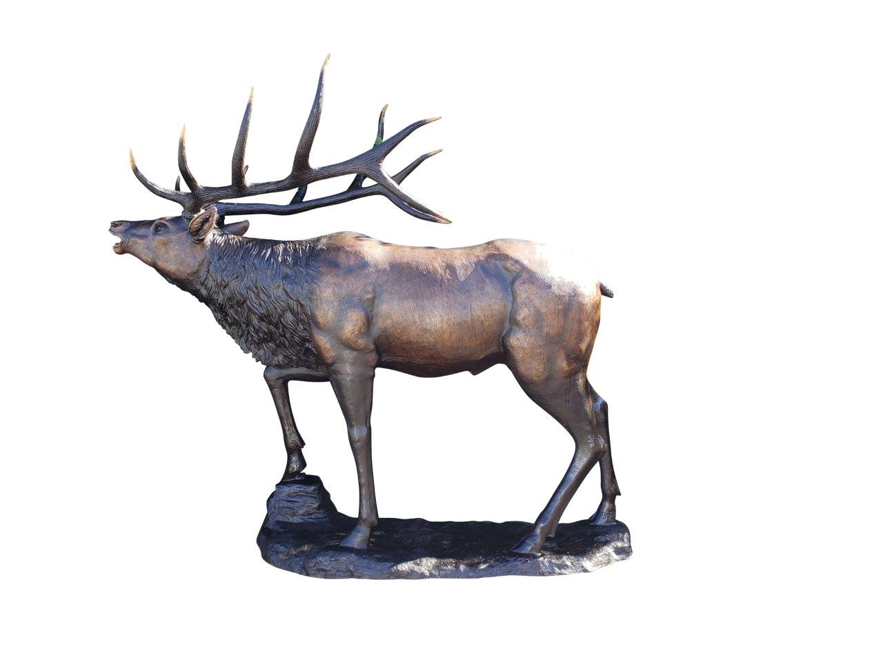Life-Size Elk Bronze Statue - Size: 43"L x 99"W x 87"H.