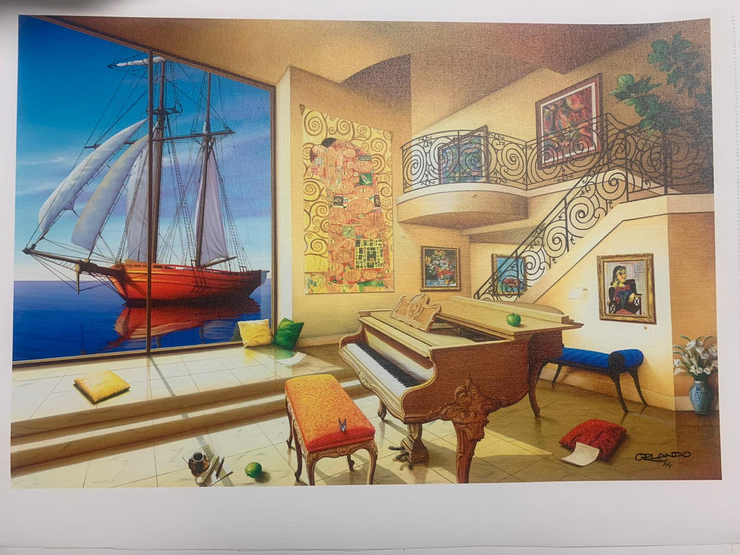 Orlando Quevedo Giclee - Love Boat - Size: 21"L x 13.5"W