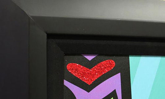 Girl First Flower, limited edition giclee on canvas by Jozza, 34x30 framed.