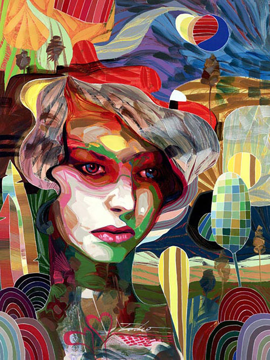 Dos Corazones, limited edition giclee on canvasby Tadeo Zavalata, 28x30 framed