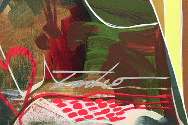 Dos Corazones, limited edition giclee on canvasby Tadeo Zavalata, 28x30 framed