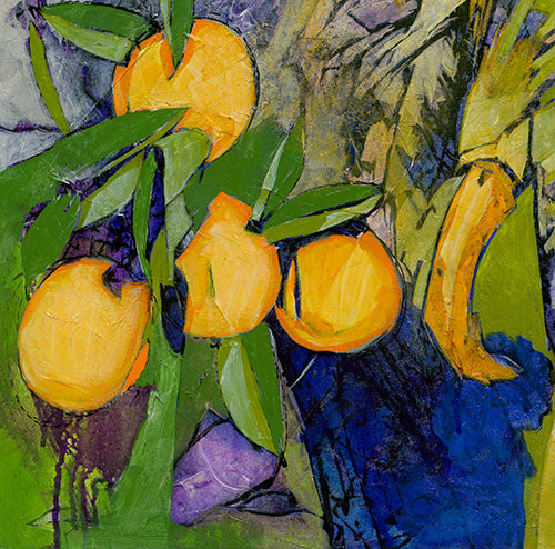 Elephant and Oranges , limited edition giclee by Yuval Wolfson , 30x24 framed