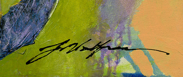 Elephant and Oranges , limited edition giclee by Yuval Wolfson , 30x24 framed