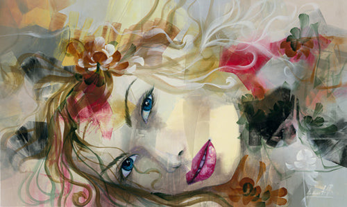 En Mis Suenon, giclee on canvas,by Andrea Palacios, 60X45 signed, unstretched.